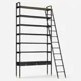attribution Jacques Adnet, Bookshelf and ladder, set of two