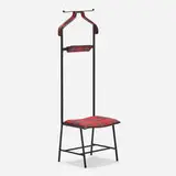 Jacques Adnet, Valet chair, c. 1950, enameled iron, leather, upholstery