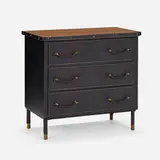 Jacques Adnet, Chest of drawers, c. 1950, saddle-stitched leather over steel, ash, glass, brass