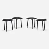 Jacques Adnet, Stools, set of four, c. 1955, leatherette, enameled steel