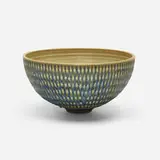 Bowl by Doyle Lane, c. 1965, glazed earthenware, sold Feb 2024