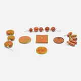 Collection of seventeen beads by Doyle Lane, c. 1965, glazed stoneware, glazed terracotta, sold Feb 2024