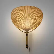 Ingo Maurer, Uchiwa lamp, c. 1975, bamboo, lacquered rice paper, enameled steel