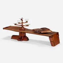 Tom Tramel, Coffee table, 1970, various woods, glass