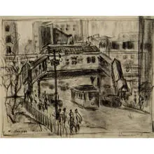 Clyde Singer, 6th Ave. and 42nd St., 1933, crayon and pencil on paper