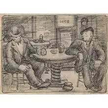 New York Tavern by Clyde Singer, 1933, pencil on paper, sold Dec 2000