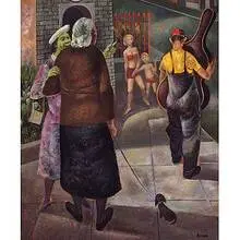 Michael Lenson, Street Scene, c. 1944, oil on Masonite