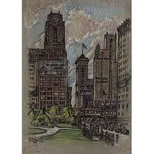 Frank Sohn, Untitled (Downtown Chicago), 1927, pastel on paper
