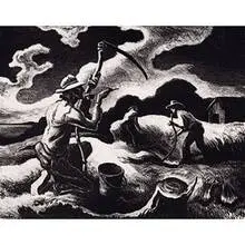 Island Hay by Thomas Hart Benton, 1945, lithograph on paper, sold Dec 2000