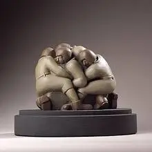 Louis Linck, Four Man Tackle, c. 1940, painted plaster