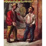 Fred Shane, Altercation, c. 1940, oil and casein on board