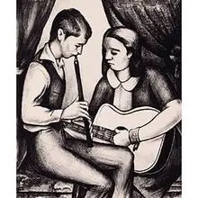 Sam Swerdloff, Flute Concert, c. 1938, lithograph on paper