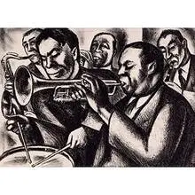 Sam Swerdloff, Swingband, c. 1938, lithograph on paper