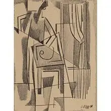 Carl Holty, Billiard Player, 1936, pencil on paper