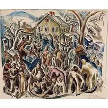 James Daugherty, Wilton Auction, 1930, watercolor and pencil on paper