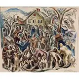James Daugherty, Wilton Auction, 1930, watercolor and pencil on paper