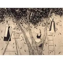 Doris Lee, Apple Picking, c. 1945, lithograph on paper