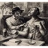 Charles Wheeler Locke, Latins in Paris (dwg) and Latins in Paris (litho), two works, c. 1928, (lithograph illustrated) (1) lithograph on paper (2) ink wash and charcoal on pa