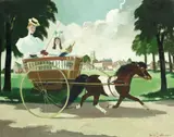 Doris Zinkeisen, Mother and children riding in a gig