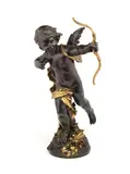 Auguste Moreau, late 19th century patinated and gilt bronze figure of 'Amour A L'Arc'