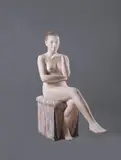 Robert Metzkes, Sitzender Akt, 1997, Terracotta, engobiert, zweiteilig