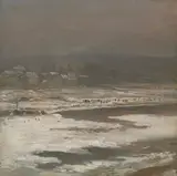 Adolf Friedrich, An der Elbe, Um 1840, Öl auf leichtem Karton auf Pappe