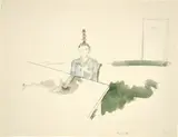 Thomas Schütte, Danke - Ich bin bedient“, aus der Serie „September Notes, 1989, Aquarell und Bleistift auf Papier