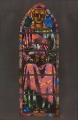 Augusto Giacometti, La Charité“ (Entwurf zu einem Glasfenster in der Reformierten Kirche in Zuoz), 1933, Pastell auf schwarzem Papier
