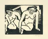 Karl Schmidt-Rottluff, Bedrückte Frauen, 1912, Holzschnitt auf Bütten (Wasserzeichen: Duplicating Paper for Cyclostyling)