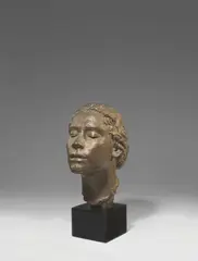 Impression nach Tilla Durieux by Hermann Haller, 1917, Bronze mit brauner Patina, auf Holzsockel montiert, sold May 2024
