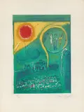 Marc Chagall, Le carrousel du Louvre, 1954, Farblithografie auf Velin, auf Rives-Velin aufgezogen