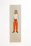 Stephan Balkenhol, Figurenrelief Frau, 1996, Pappelholzrelief, farbig gefasst
