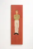 Stephan Balkenhol, Figurenrelief Mann, 1996, Pappelholzrelief, farbig gefasst