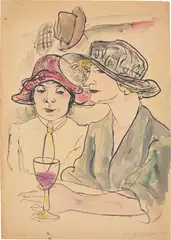 Im Café“ (Verona-Diele) by Rudolf Schlichter, 1922, Aquarell und Tuschpinsel auf dünnem Papier, sold Nov 2025