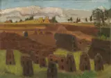 Otto Modersohn, Moorlandschaft mit Torfhaufen bei Bergedorf, 1914, Öl auf Leinwand