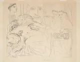Pablo Picasso, Autoportrait sous trois formes: Peintre couronné, sculpteur en buste et minotaure amoureux, 1933, Radierung auf Velin (Wasserzeichen: Picasso)