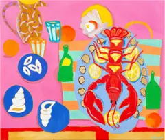 Everyone Wants a Piece of It: le Hommard aux Truffes by Johanna Dumet, 2023, Öl, Ölstift, Leim und Pigment auf Leinwand, sold Nov 2025