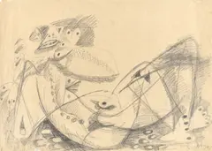 Ernst Wilhelm Nay, Liegende, 1947, Bleistift auf Papier
