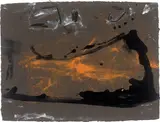 Emil Schumacher, GE-20 / 1994, 1994, Schwarze Lackfarbe und Tempera auf braunem Aquari-Bütten
