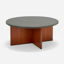 Coffee table by Frank Lloyd Wright, c. 1956, slate, mahogany, sold Feb 2024