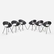 Donald Knorr, Chairs model 132U, set of six, 1948, enameled steel