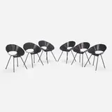 Donald Knorr, Chairs model 132U, set of six, 1948, enameled steel