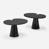 Angelo Mangiarotti, Eros side tables, pair, c. 1975, black Marquina marble