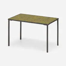 Side table by Roger Capron, c. 1965, glazed ceramic, enameled steel, sold Feb 2024