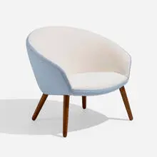 Lounge chair by Nanna Ditzel, 1953, upholstery, oak, sold Feb 2024