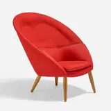 Arnold Madsen, Lounge chair, model MS-9, c. 1955, upholstery, oak, teak