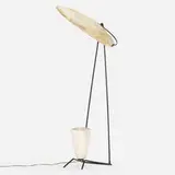 Mitchell Bobrick, Floor lamp, c. 1949, spun fiberglass, enameled steel, glazed ceramic, enameled brass