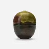 Untitled (with rattle) by Toshiko Takaezu, c. 1980, glazed stoneware, sold Nov 2023