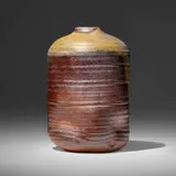 Vase by Toshiko Takaezu, c. 1985, glazed anagama-fired stoneware, sold Nov 2023