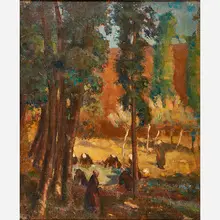Lucien Abrams, Paysage Avec Dames